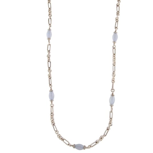 DAVID YURMAN CHALCEDONY & DIAMOND 1.45 CTW FIGARO CHAIN NECKLACE